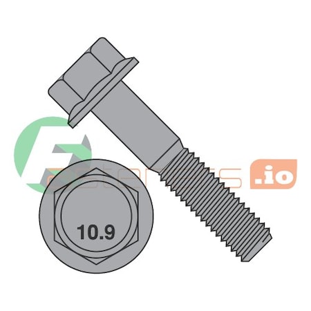 Newport Fasteners Class 10.9, M10-1.50 Flange Bolt, Plain Steel, 40 mm L, 300 PK 149700